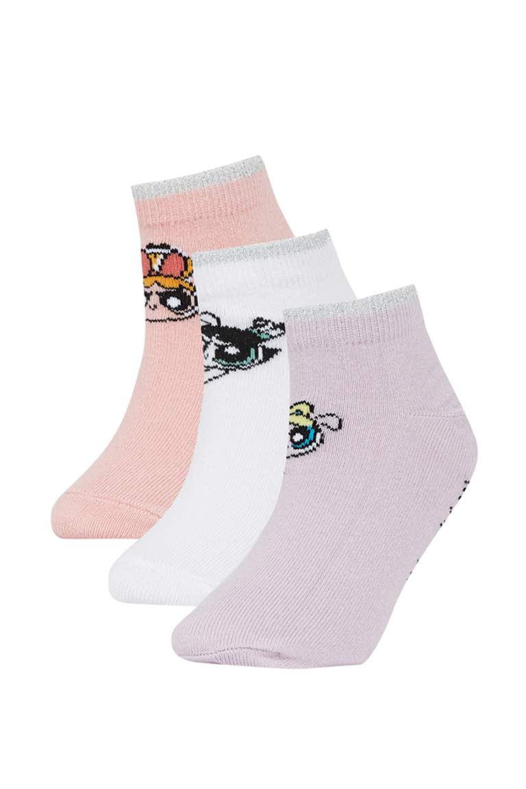 Girls' PowerPuff Girls Licensed Cotton 3 Pack Short Socks