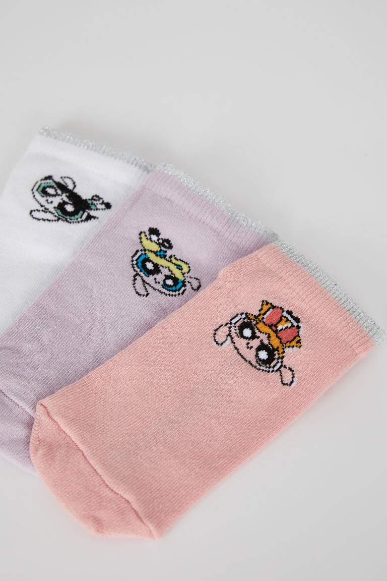 Girls' PowerPuff Girls Licensed Cotton 3 Pack Short Socks