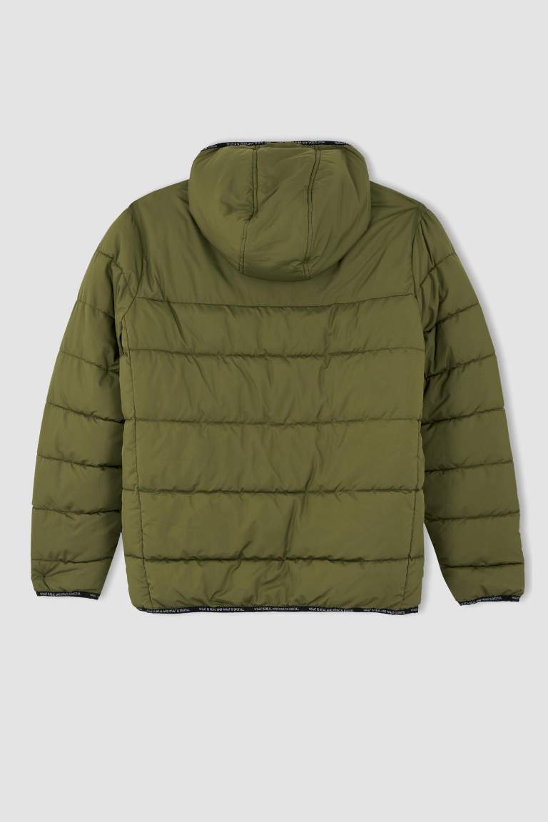 Regular Fit Kapüşonlu Rüzgar Geçirmez Puffer Şişme Mont