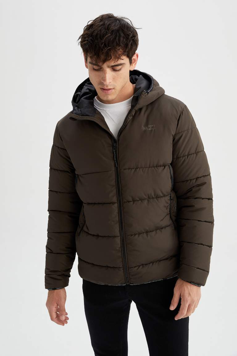 Regular Fit Kapüşonlu Rüzgar Geçirmez Puffer Şişme Mont