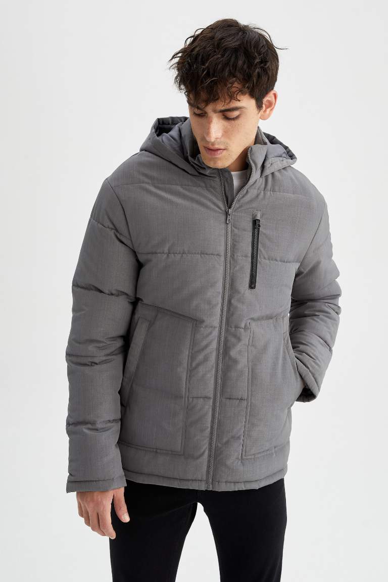 Su Geçirmez Rüzgar Geçirmez Slim Fit Kapüşonlu Mont