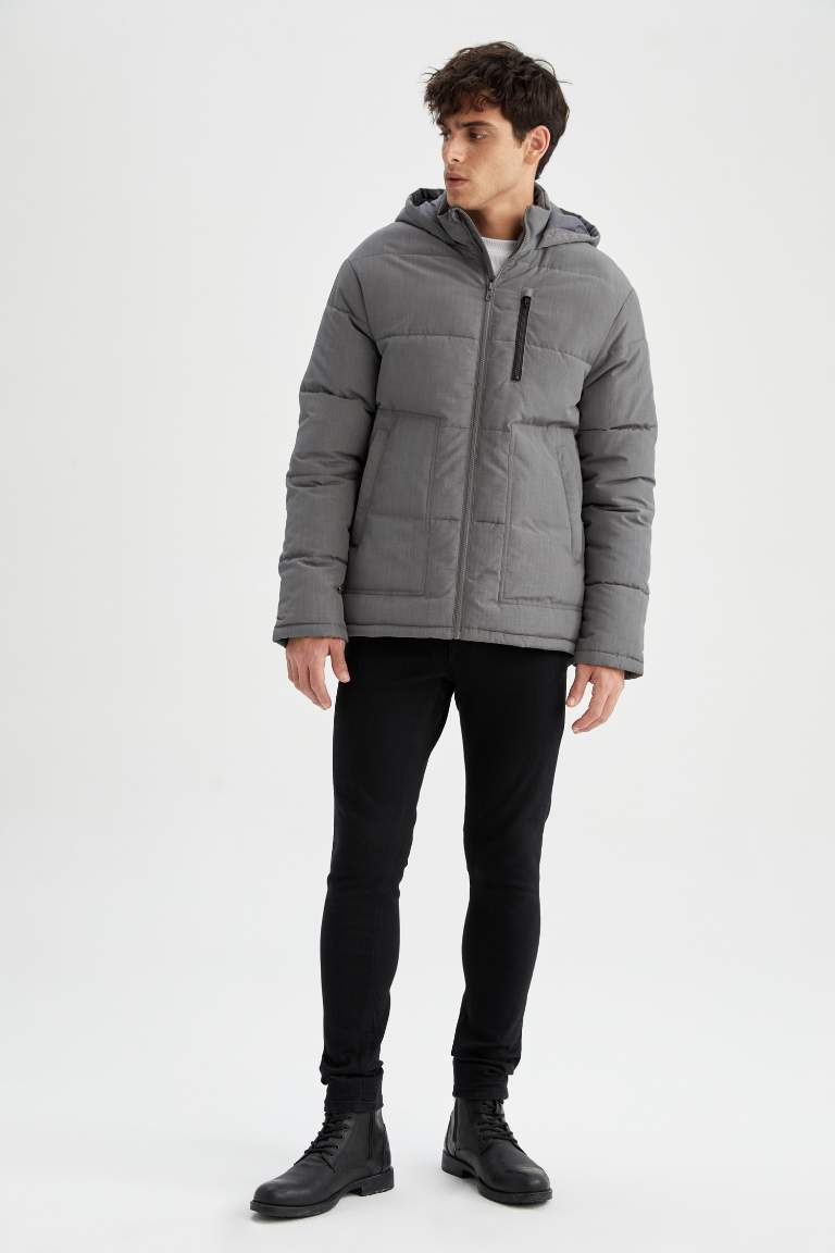 Su Geçirmez Rüzgar Geçirmez Slim Fit Kapüşonlu Mont
