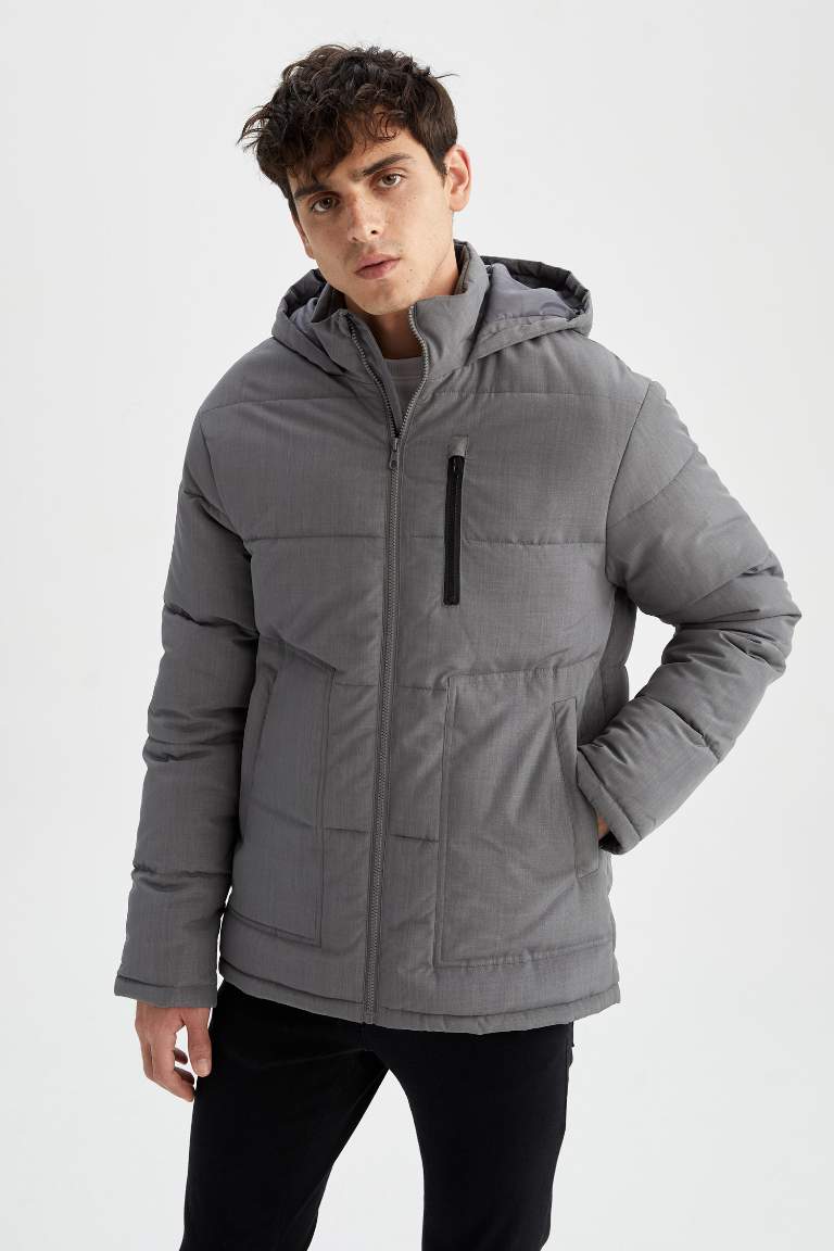 Su Geçirmez Rüzgar Geçirmez Slim Fit Kapüşonlu Mont