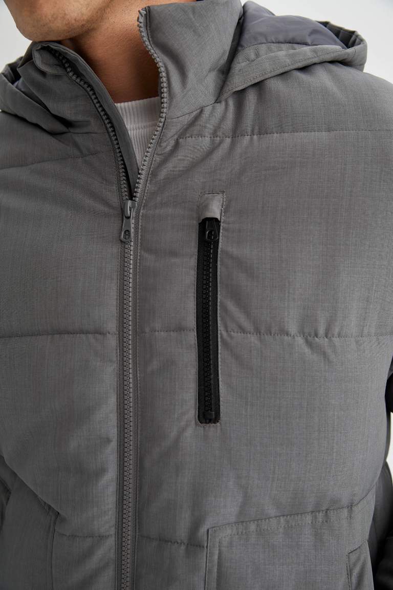 Su Geçirmez Rüzgar Geçirmez Slim Fit Kapüşonlu Mont