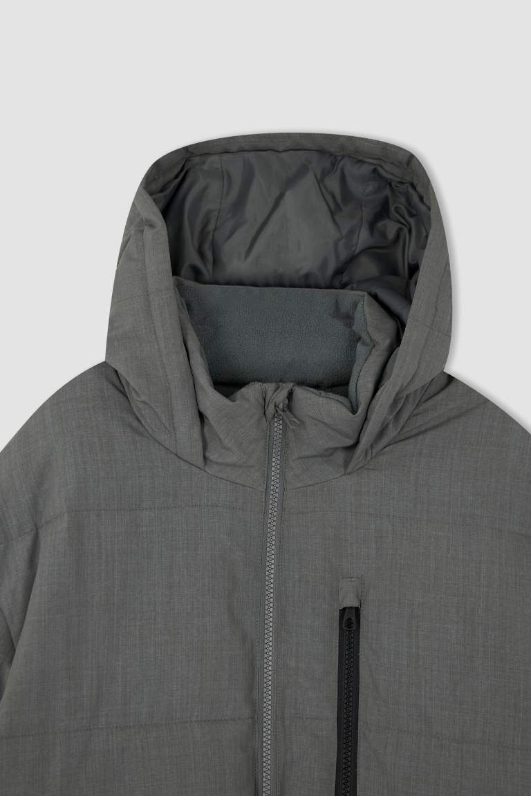 Su Geçirmez Rüzgar Geçirmez Slim Fit Kapüşonlu Mont