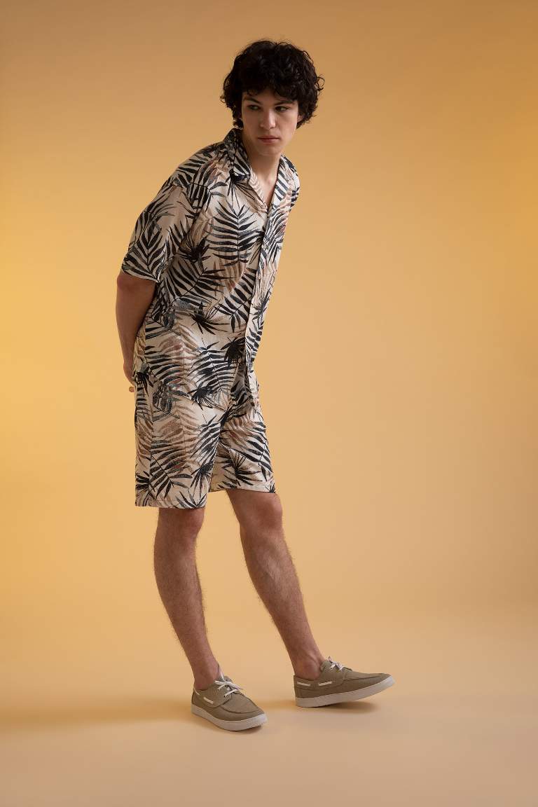 Regular Fit Palm Print Short