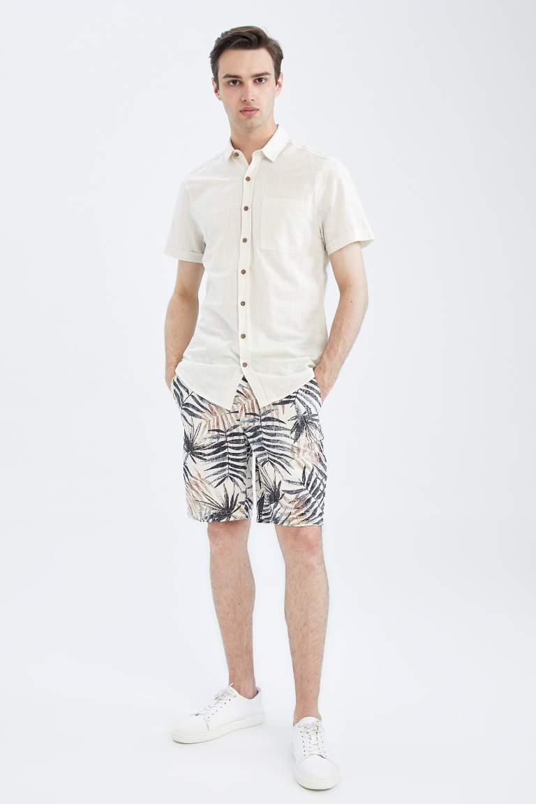 Regular Fit Palm Print Short