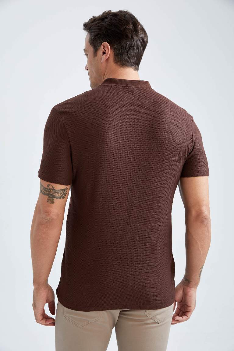 Slim Fit Fermuarlı Polo Yaka Kısa Kollu Tişört