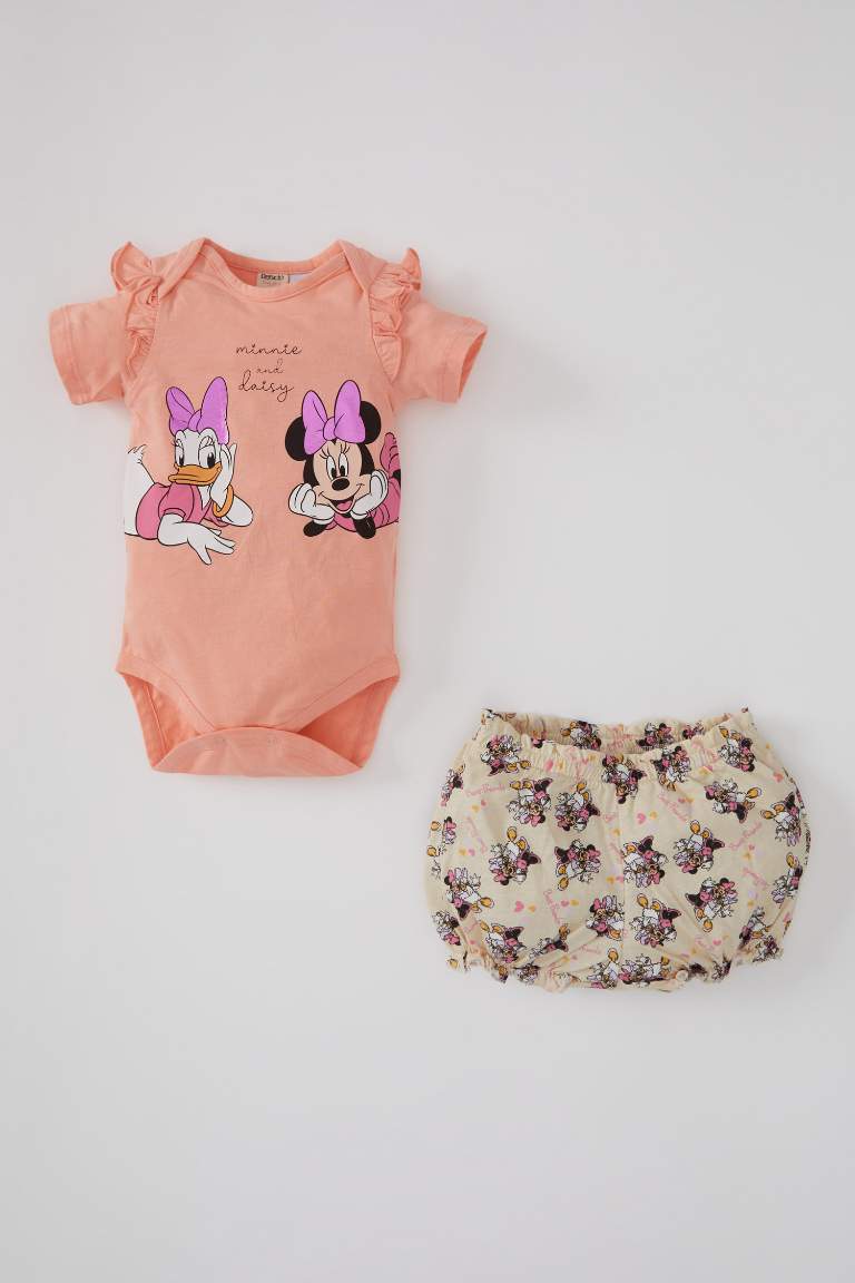 Baby Girl Mickey & Minnie Mouse Newborn Short Sleeve Snap Snap Body Panties 2-Pack