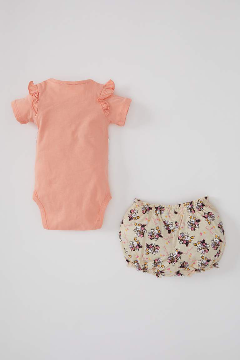 Baby Girl Mickey & Minnie Mouse Newborn Short Sleeve Snap Snap Body Panties 2-Pack
