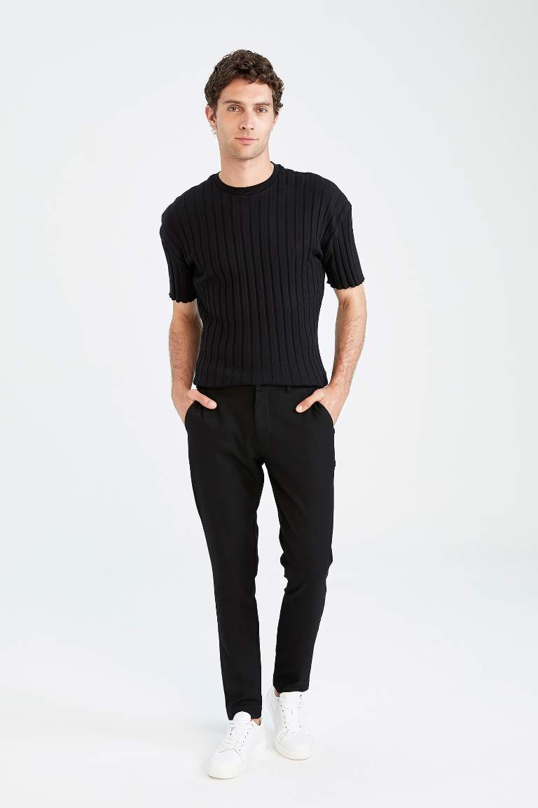 Oversize Fit Crew Neck Line Textured Short Sleeve Knitwear T-Shirt