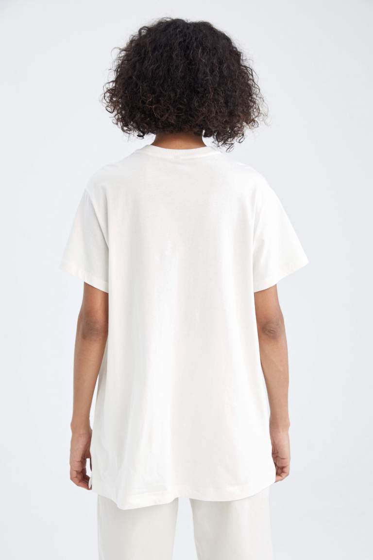 Regular Fit Varak Slogan Baskılı %100 Pamuk Tunik