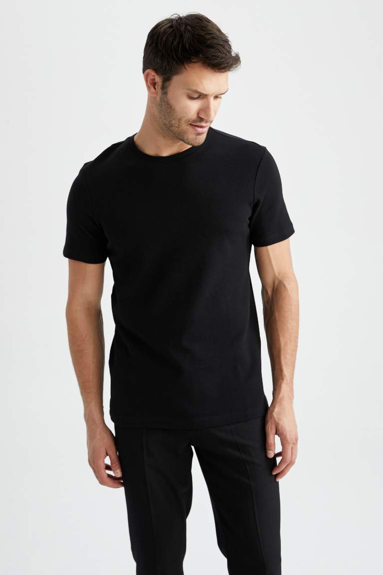 Modern Fit Bisiklet Yaka Pamuklu Penye Tişört