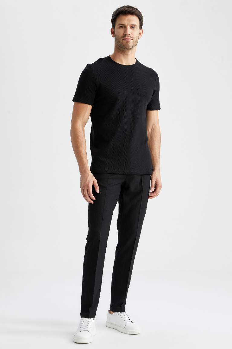 Modern Fit Bisiklet Yaka Pamuklu Penye Tişört