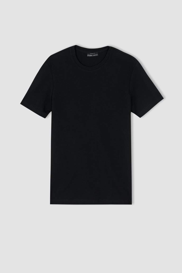 Modern Fit Bisiklet Yaka Pamuklu Penye Tişört
