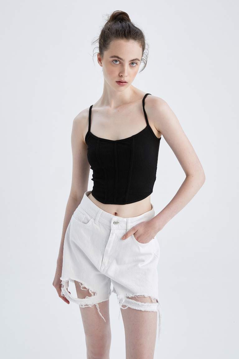 Fitted Square Collar Corded Camisole Singlet