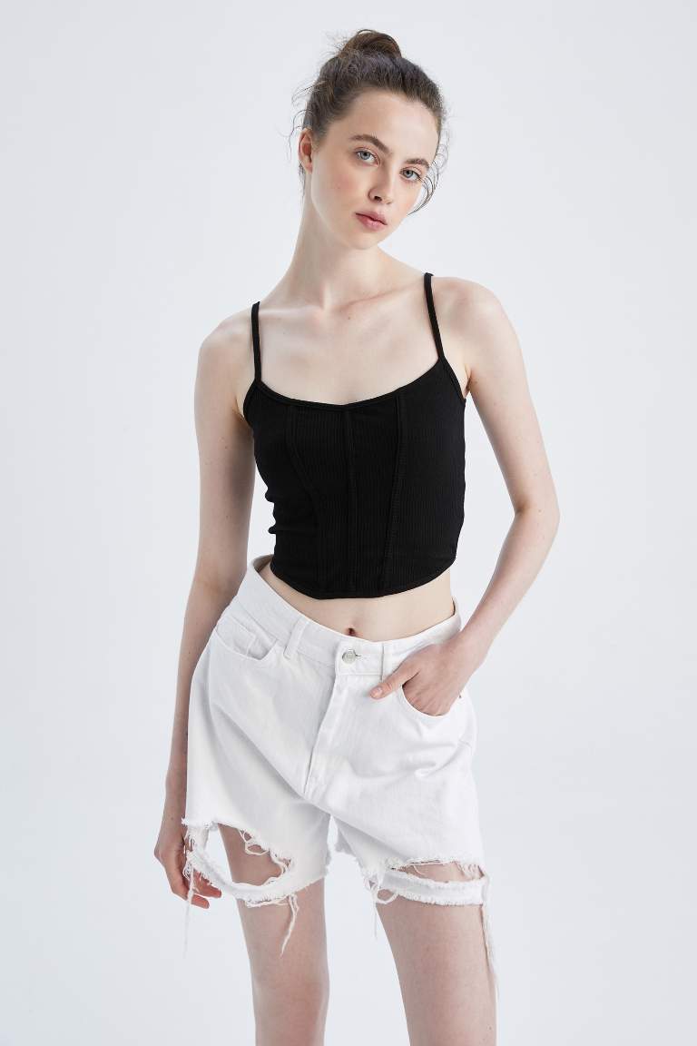 Fitted Square Collar Corded Camisole Singlet