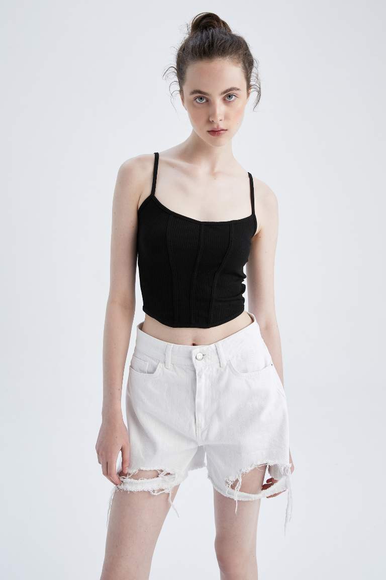 Fitted Square Collar Corded Camisole Singlet