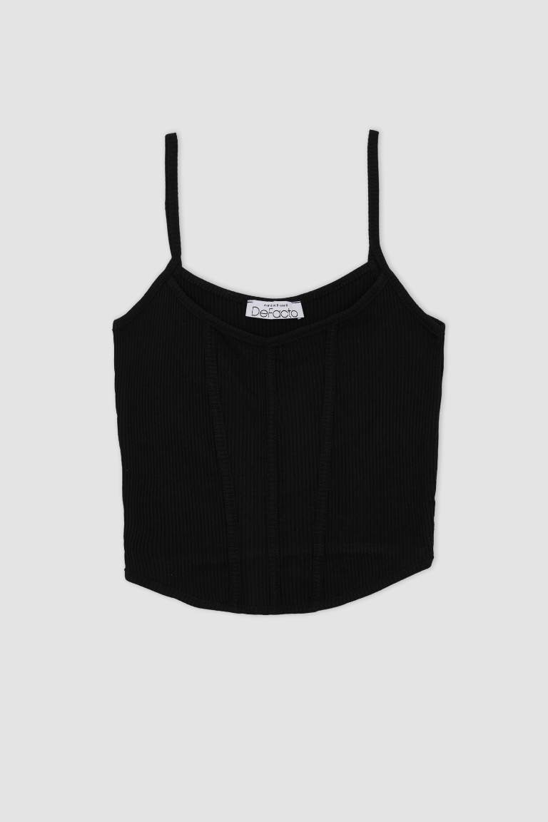 Fitted Square Collar Corded Camisole Singlet