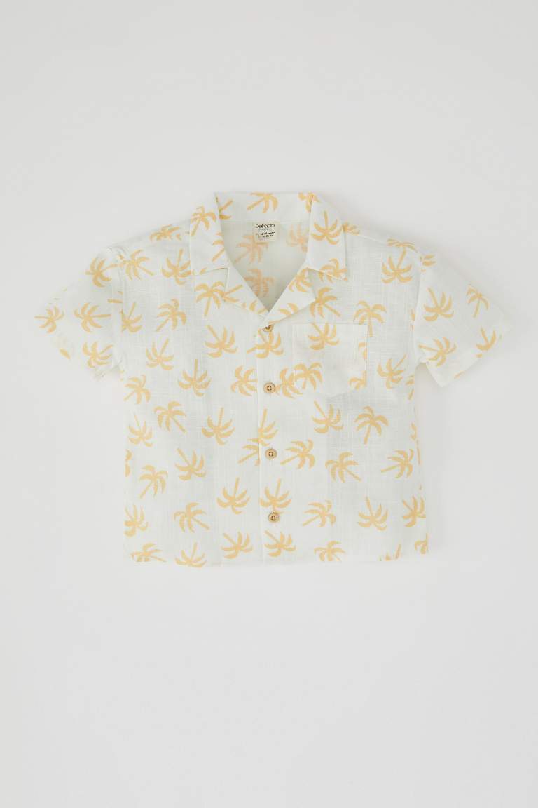 Regular Fit Short Sleeve Palm Print Shirt