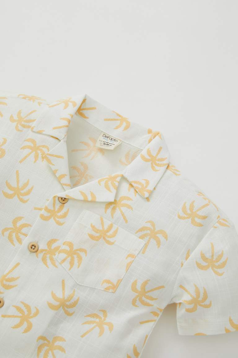 Regular Fit Short Sleeve Palm Print Shirt