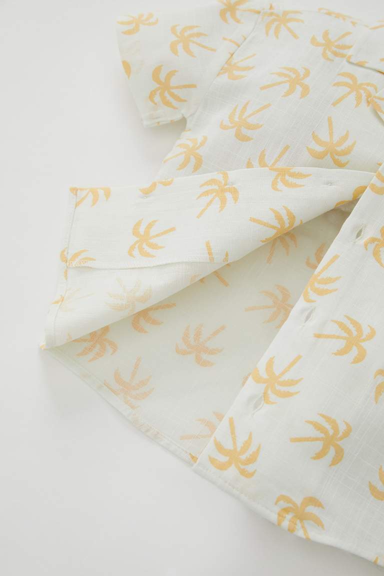 Regular Fit Short Sleeve Palm Print Shirt