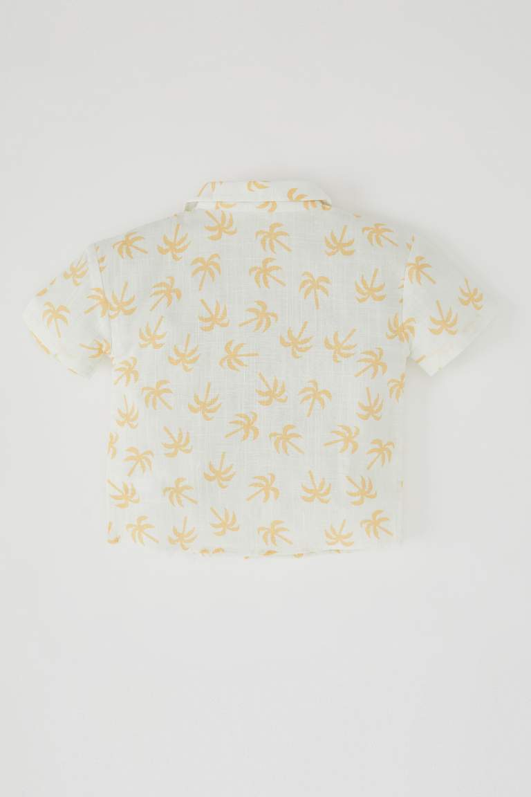 Regular Fit Short Sleeve Palm Print Shirt