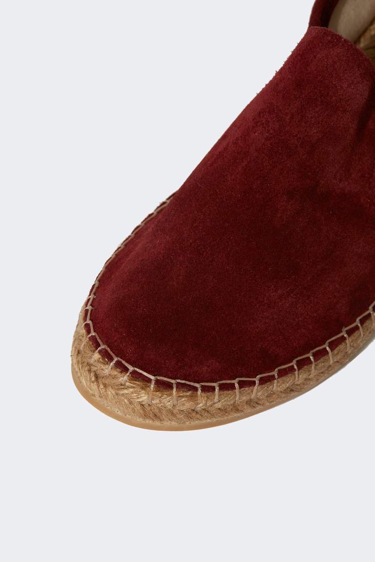 Erkek Deri Hasır Tabanlı Espadril Ayakkabı