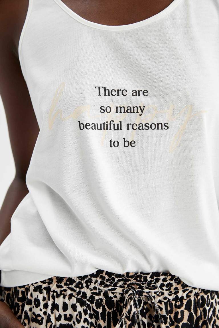 Regular Fit Strappy Slogan Print Vest