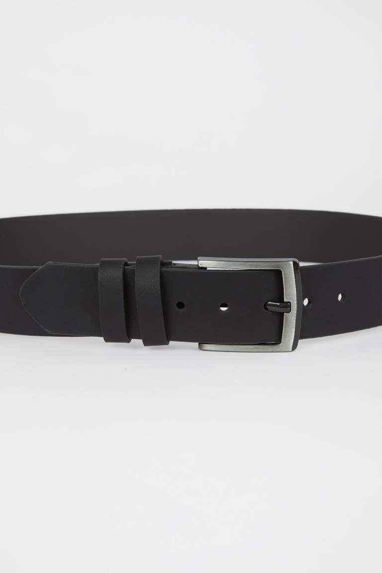 Men's Rectangle Buckle Faux Leather Belt