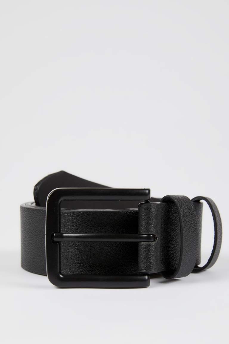 Men's Rectangle Buckle Faux Leather Belt