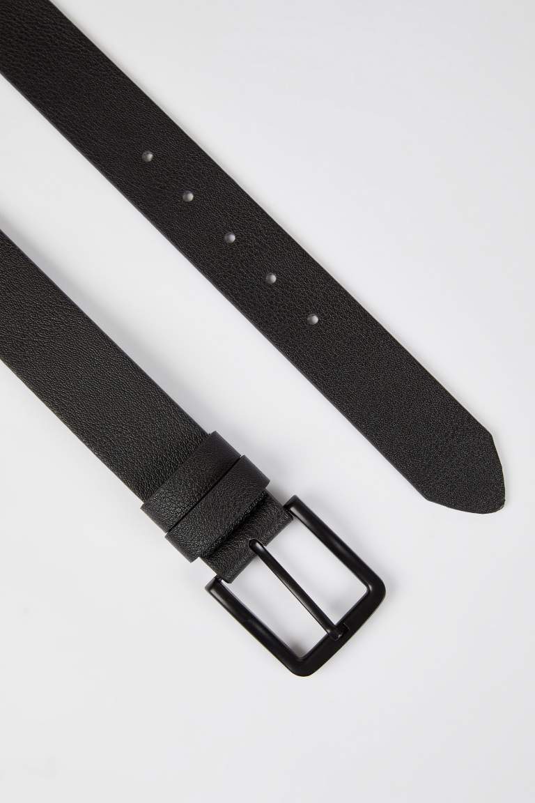 Men's Rectangle Buckle Faux Leather Belt