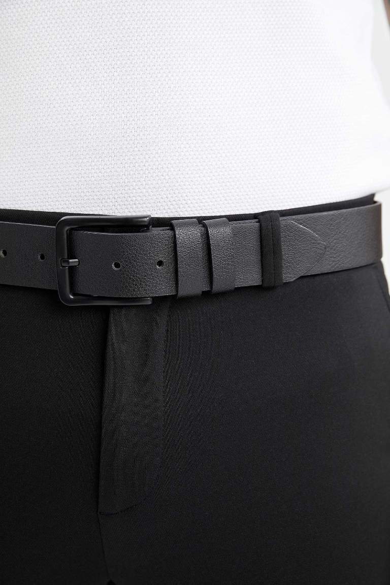 Men's Rectangle Buckle Faux Leather Belt