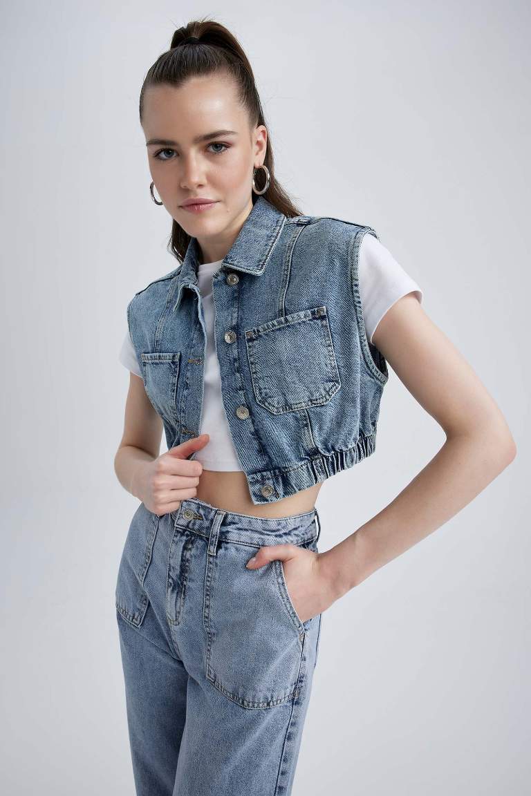 Fashion Fit Crop Jean Vest