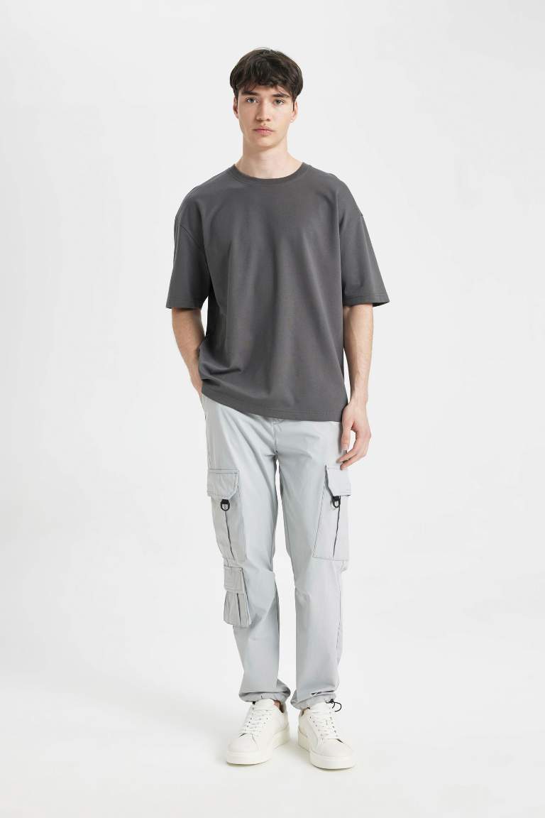 Anthracite Oversize Fit Crew Neck Heavy Fabric Basic T-Shirt