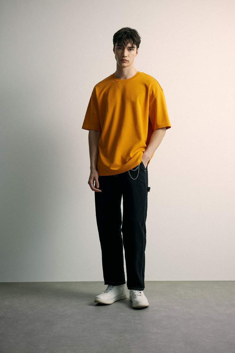 Oversize Fit Crew Neck Basic Heavy Fabric T-Shirt