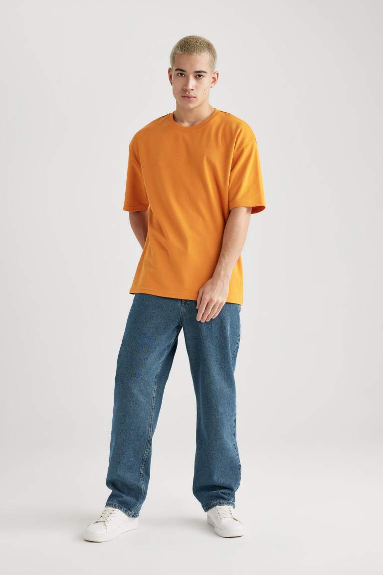 Oversize Fit Crew Neck Basic Heavy Fabric T-Shirt