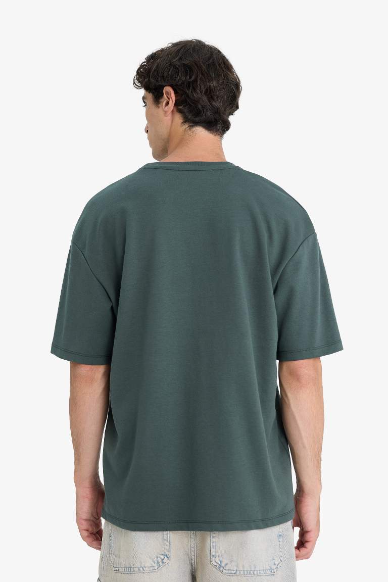 Oversize Geniş Kalıp Bisiklet Yaka Basic Düz Kısa Kollu Tişört