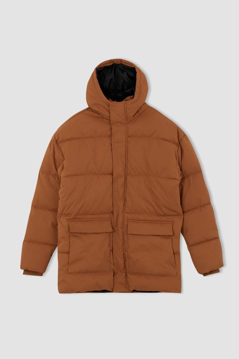 Oversize Fit Kapüşonlu Rüzgar Geçirmez Warmtech Isı Yalıtımlı Su Geçirmez Kalın Mont