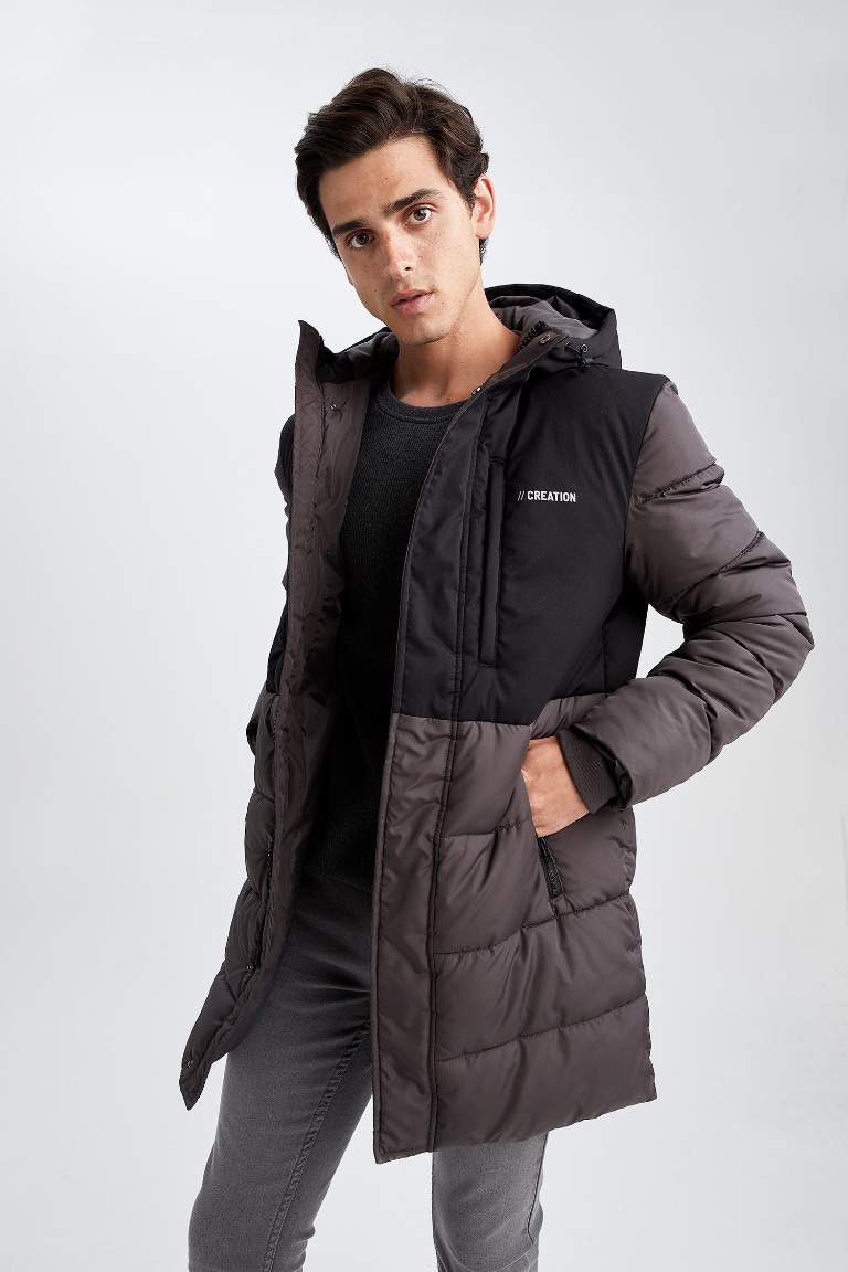 Su Geçirmez Rüzgar Geçirmez Slim Fit Kapüşonlu Suni Kürklü Mont