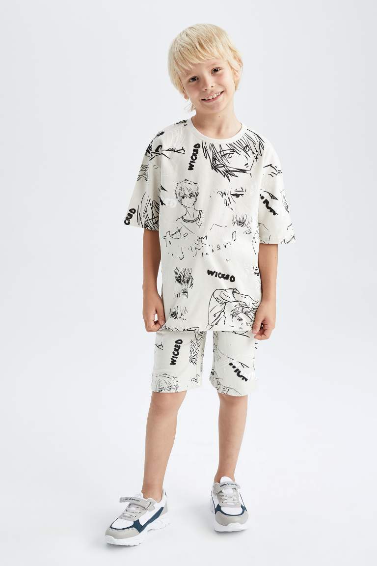 Boy Oversize Fit Short Sleeve Anime Print T-Shirt