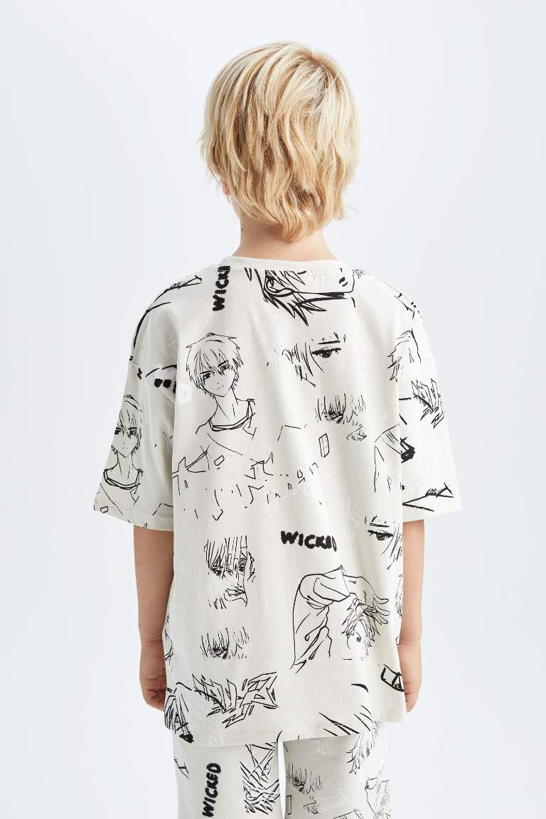 Boy Oversize Fit Short Sleeve Anime Print T-Shirt