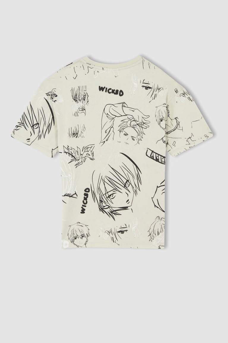 Boy Oversize Fit Short Sleeve Anime Print T-Shirt
