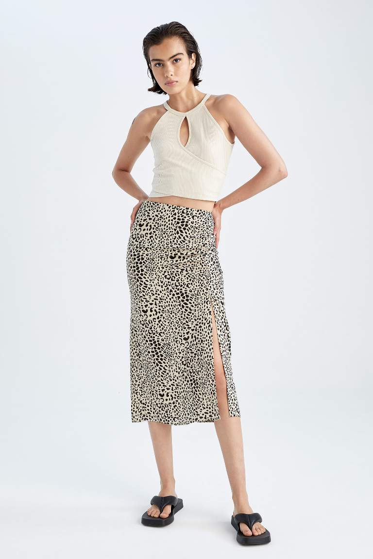 Regular Fit Printed Midi Skirt