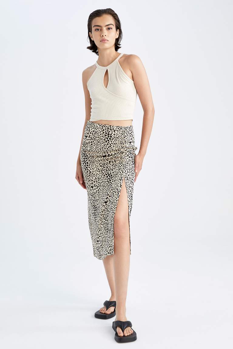 Regular Fit Printed Midi Skirt