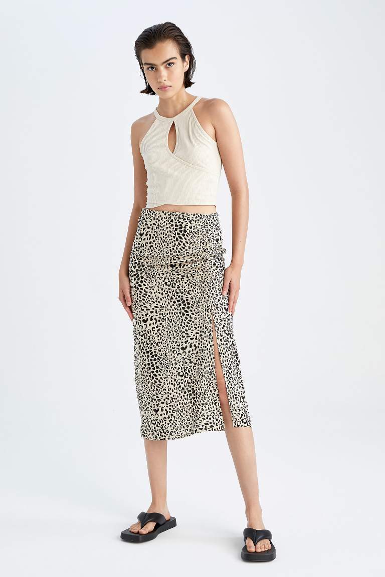 Regular Fit Printed Midi Skirt