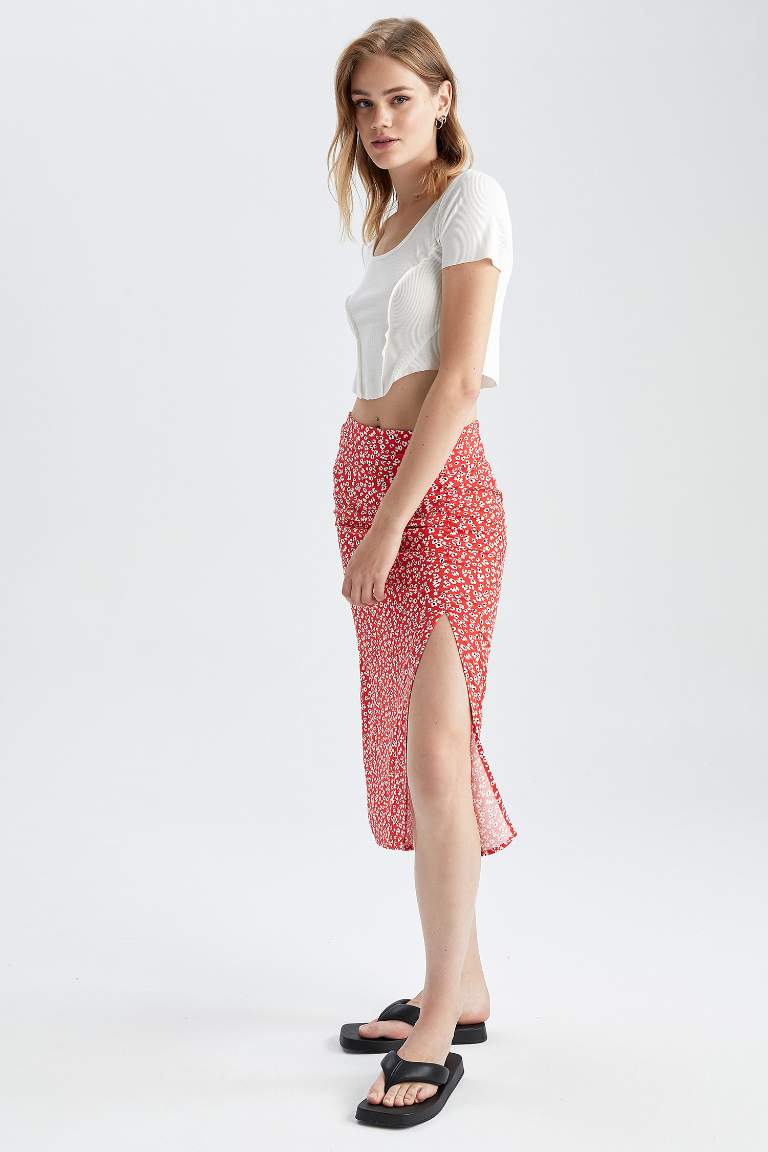 Regular Fit Printed Midi Skirt