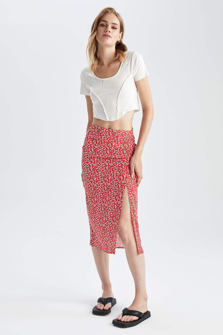 Regular Fit Printed Midi Skirt