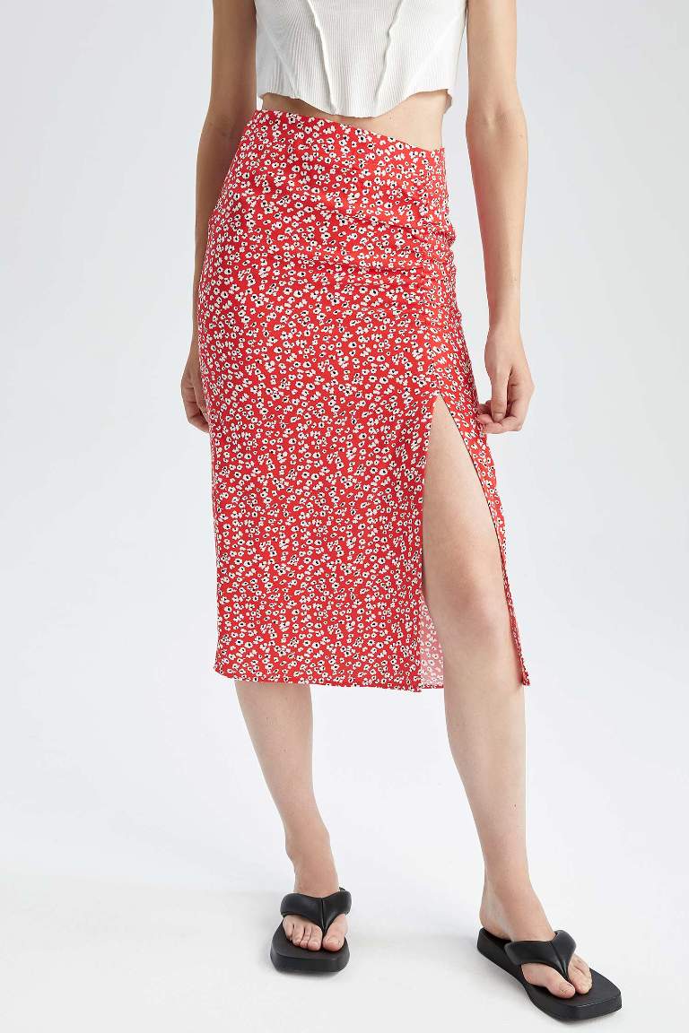 Regular Fit Printed Midi Skirt