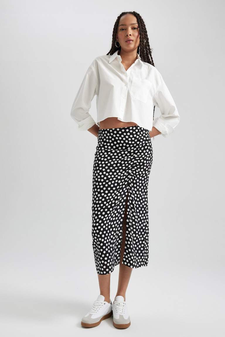 A Cut Printed Midi Skirt